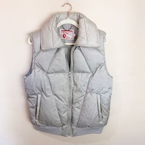 80s Vintage Silver JcPenny Ski Vest Puffer Down Feather Retro Sportswear L